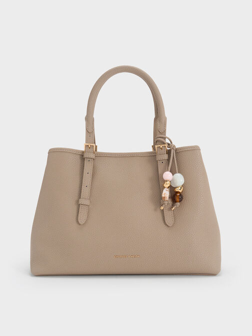 Baral Bead-Charm Tote Bag, Taupe, hi-res