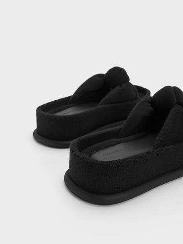 Loey Textured Knotted Slides, Black Textured, hi-res