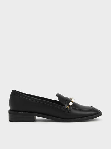 Beaded Penny Loafers, Black, hi-res