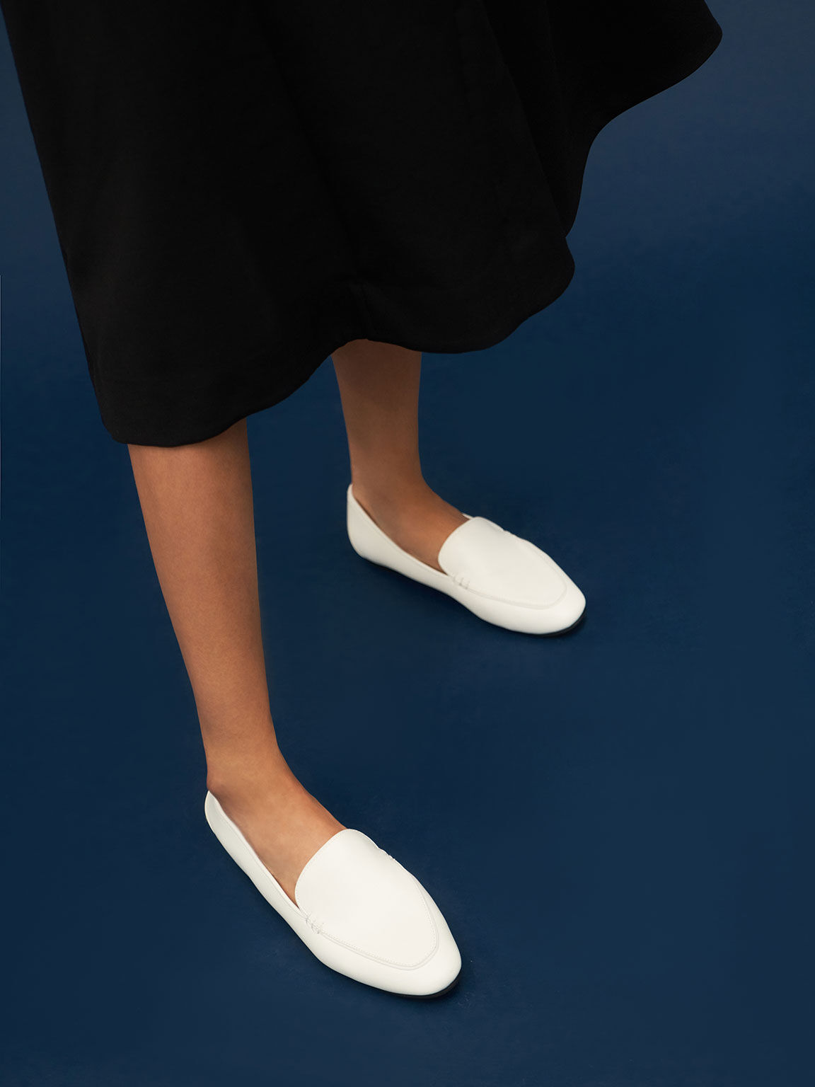 White flat loafers cheap