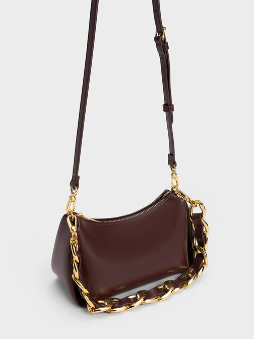 Nezu Chain Handle Hobo Bag, Dark Chocolate, hi-res