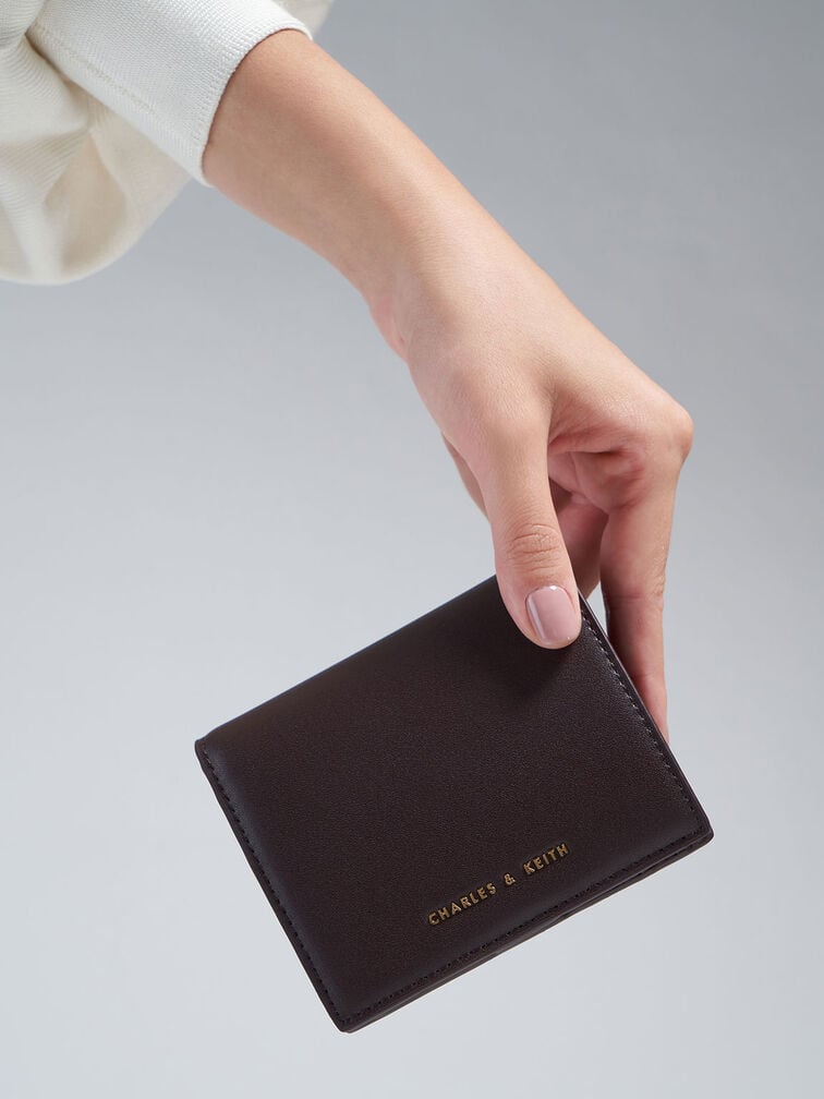 Evelynn Snap Button Mini Wallet, Dark Oak, hi-res