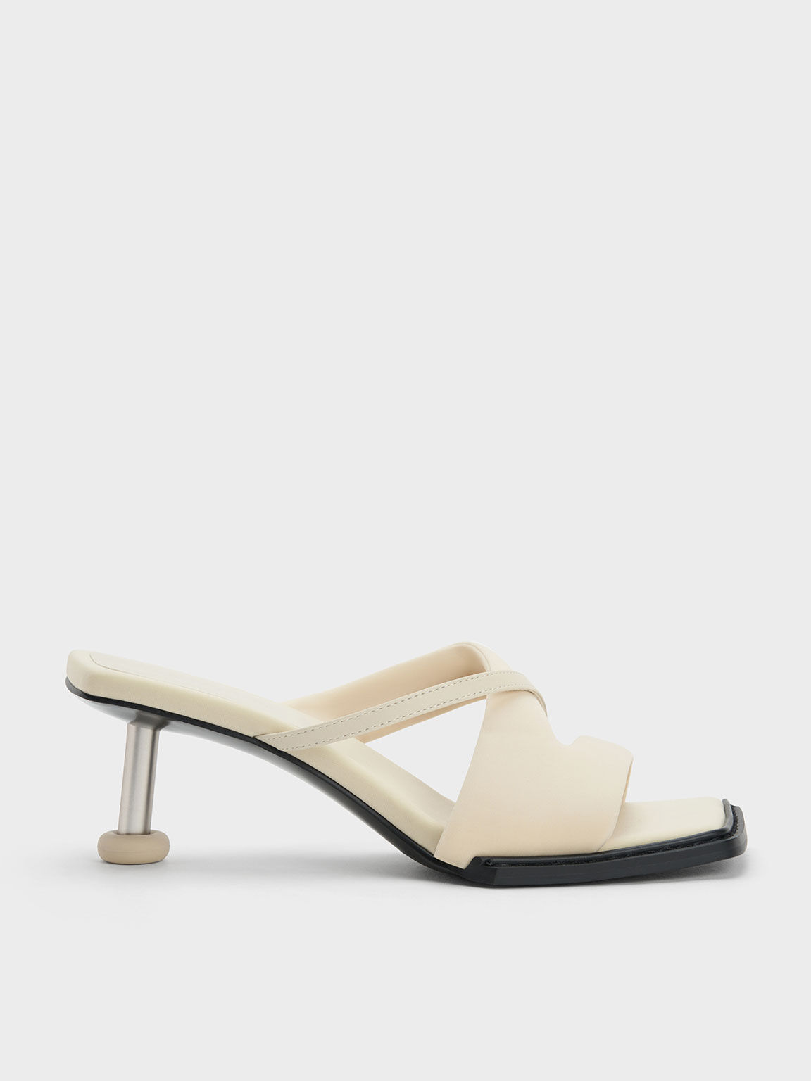 Crossover Sculptural Heel Sandals, Chalk, hi-res