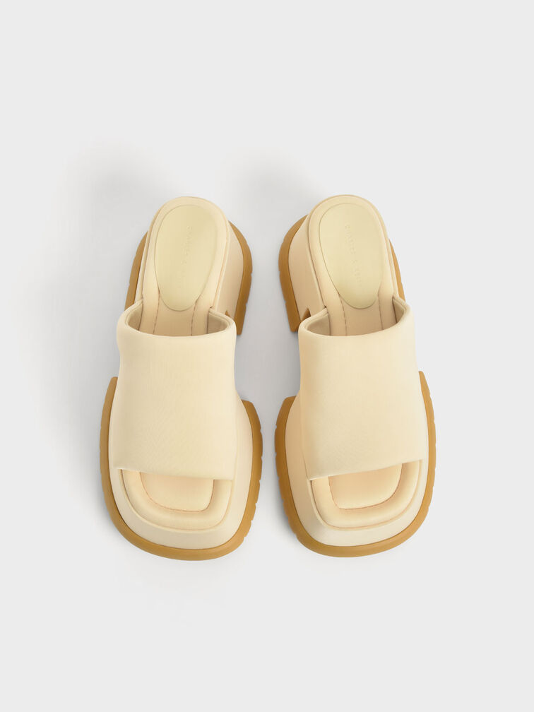 Recycled Polyester Platform Sandals, Yellow, hi-res