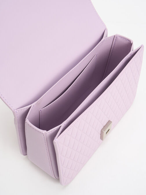 Quinlynn Metallic Accent Quilted Bag, Lilac, hi-res