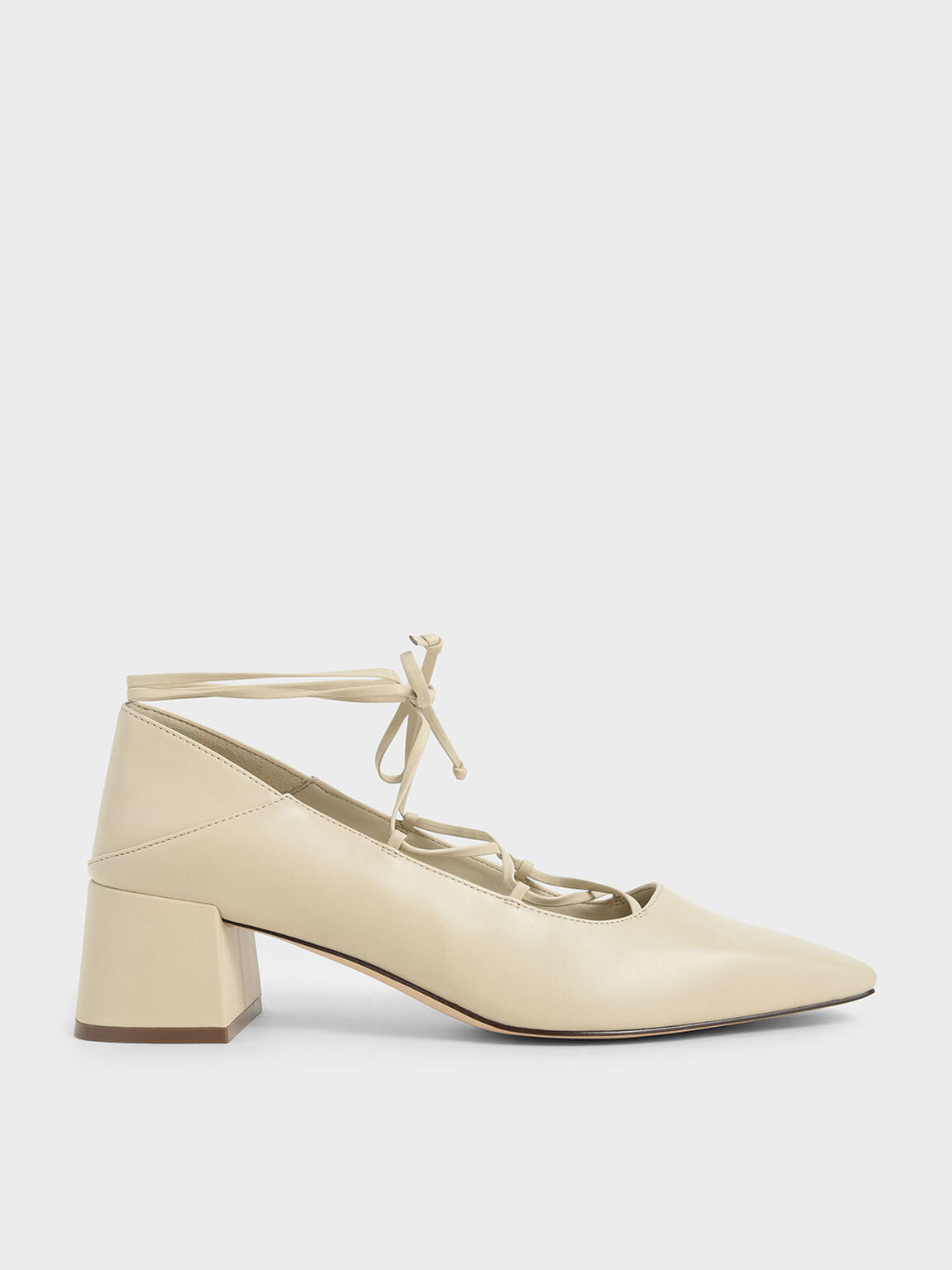 Beige Ankle Tie Pumps - CHARLES & KEITH KH