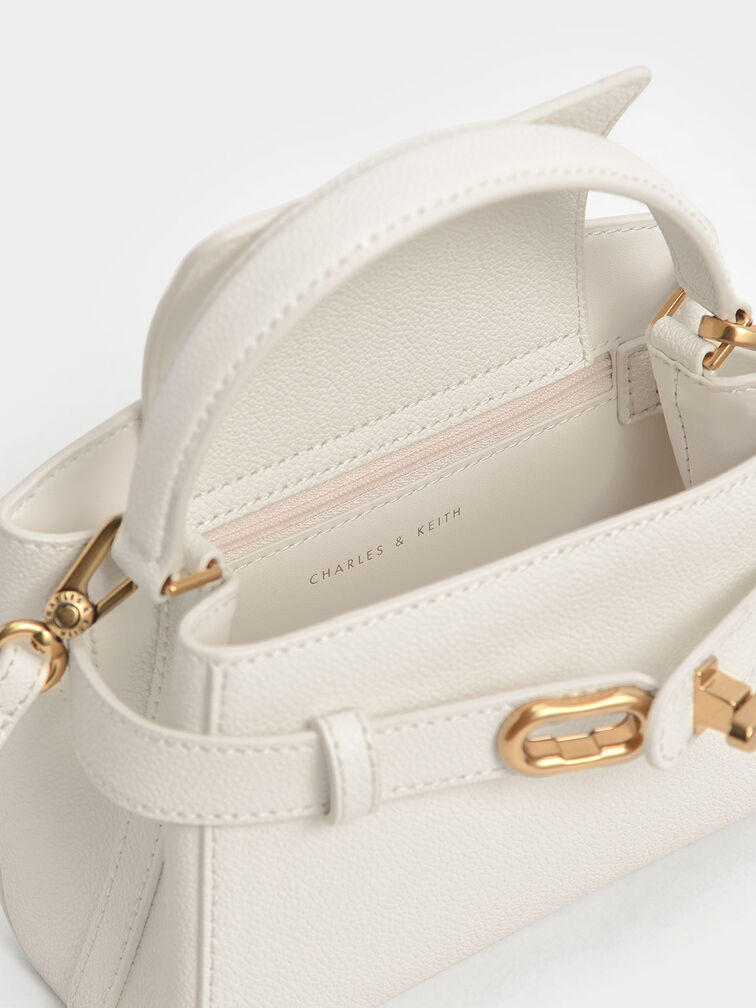 Charles Keith Ladies Casual Metal Buckle Handbag Shoulder Bag Cream Up To  60% Off