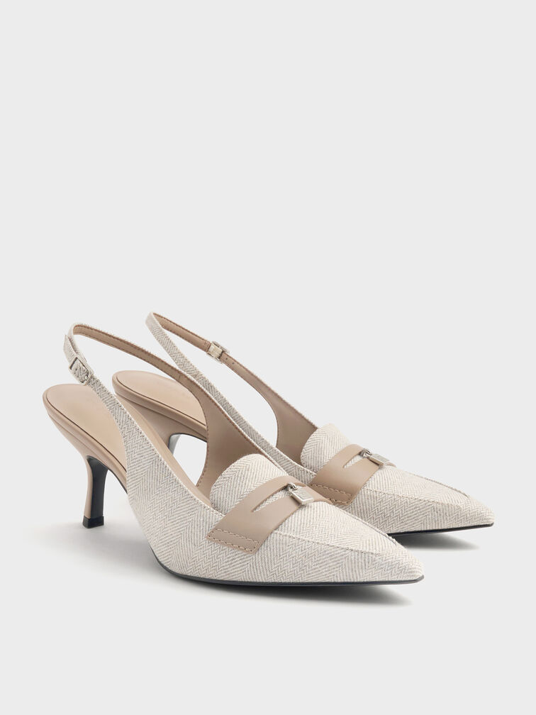 Escarpins slingback Griselda bicolores, Gris Clair, hi-res