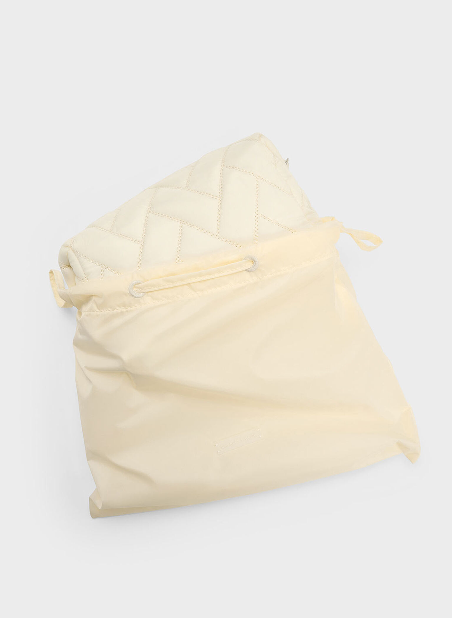 Bolsita estilo chevron de nylon, Crema, hi-res