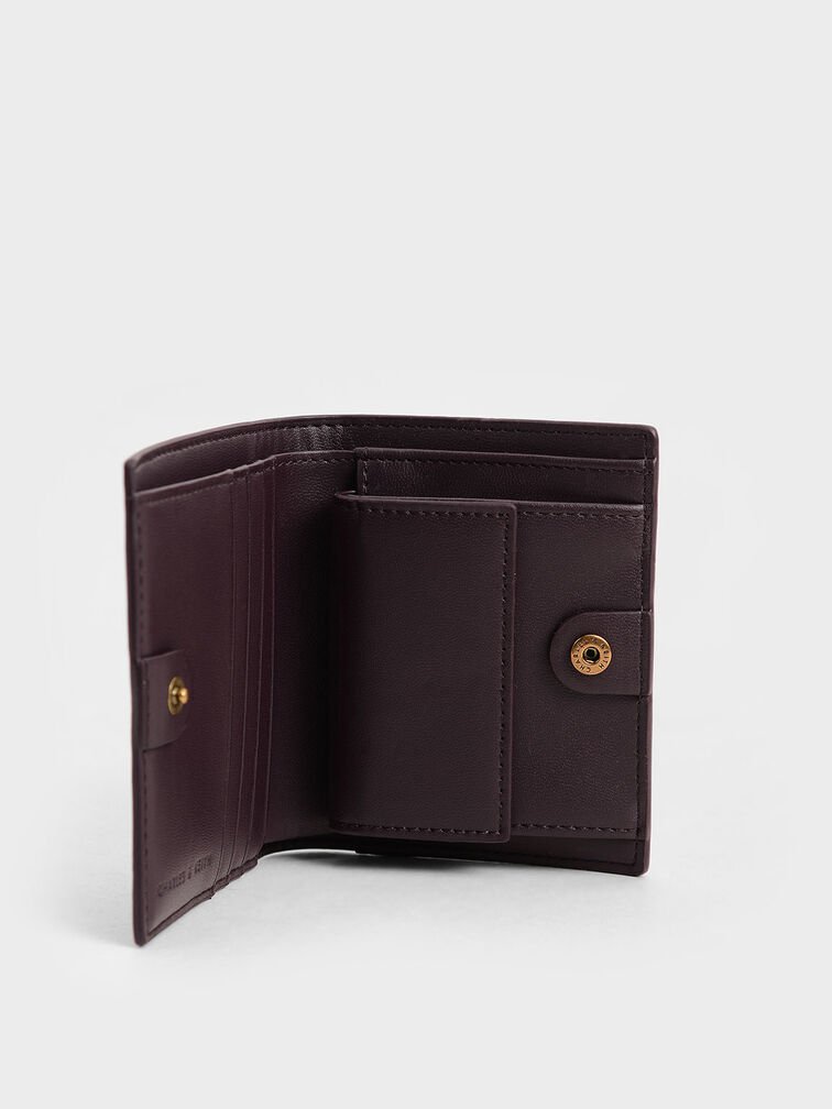 Evelynn Snap Button Mini Wallet, Dark Oak, hi-res