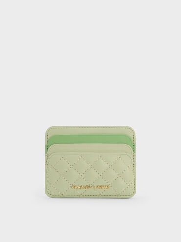 Cleo Two-Tone Quilted Card Holder, Matcha Green, hi-res