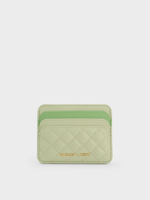 Cleo Two-Tone Quilted Card Holder, Matcha Green, hi-res