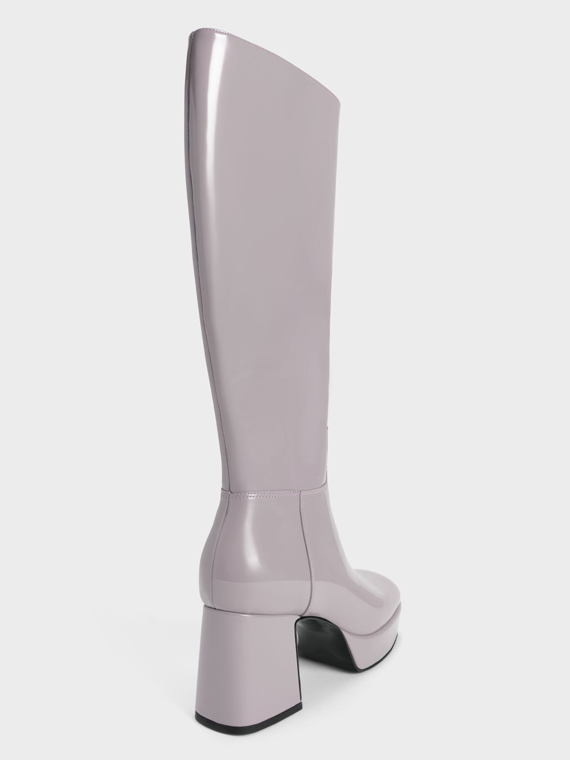 Patent Platform Knee-High Boots, Lilac Grey, hi-res