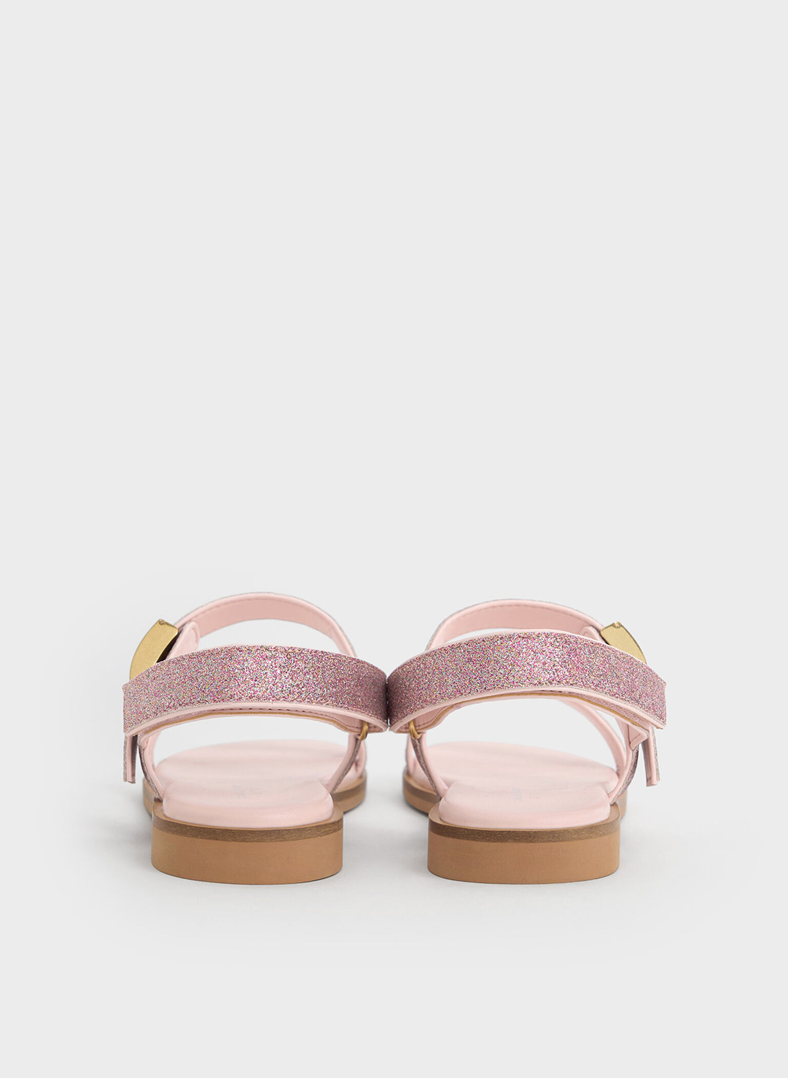 Girls' Yvette Glittered Double Strap Sandals, Pink, hi-res