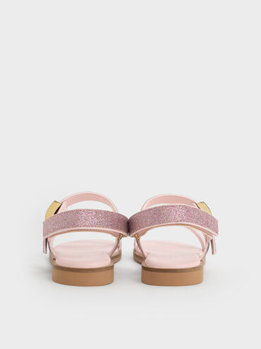 Sandalias de doble tira con purpurina Yvette para ni�a, Rosa, hi-res