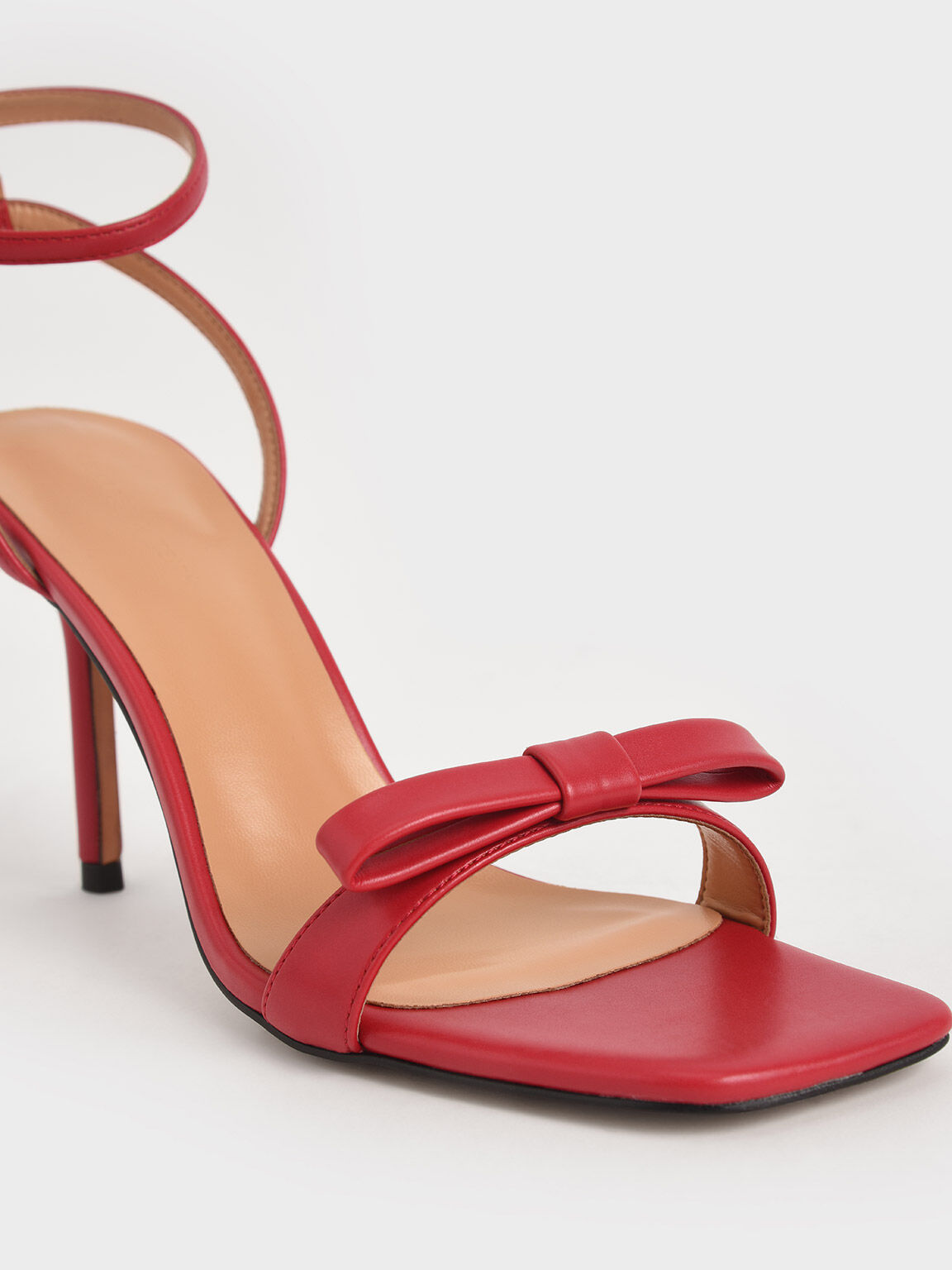 Red ankle top strap sandals