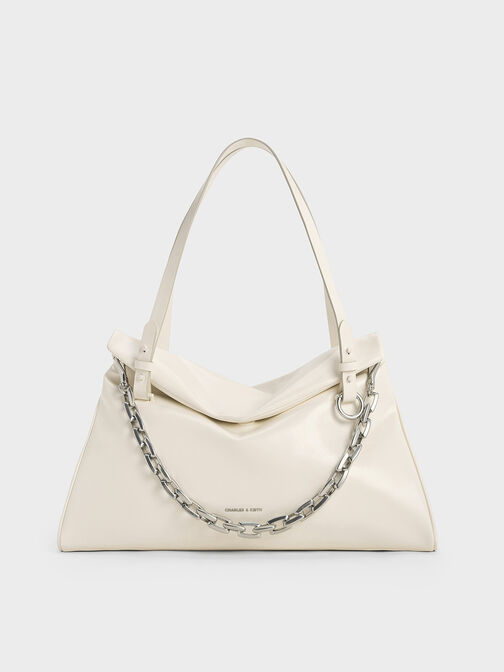 Andromeda Chunky-Chain Trapeze Tote Bag, Cream, hi-res