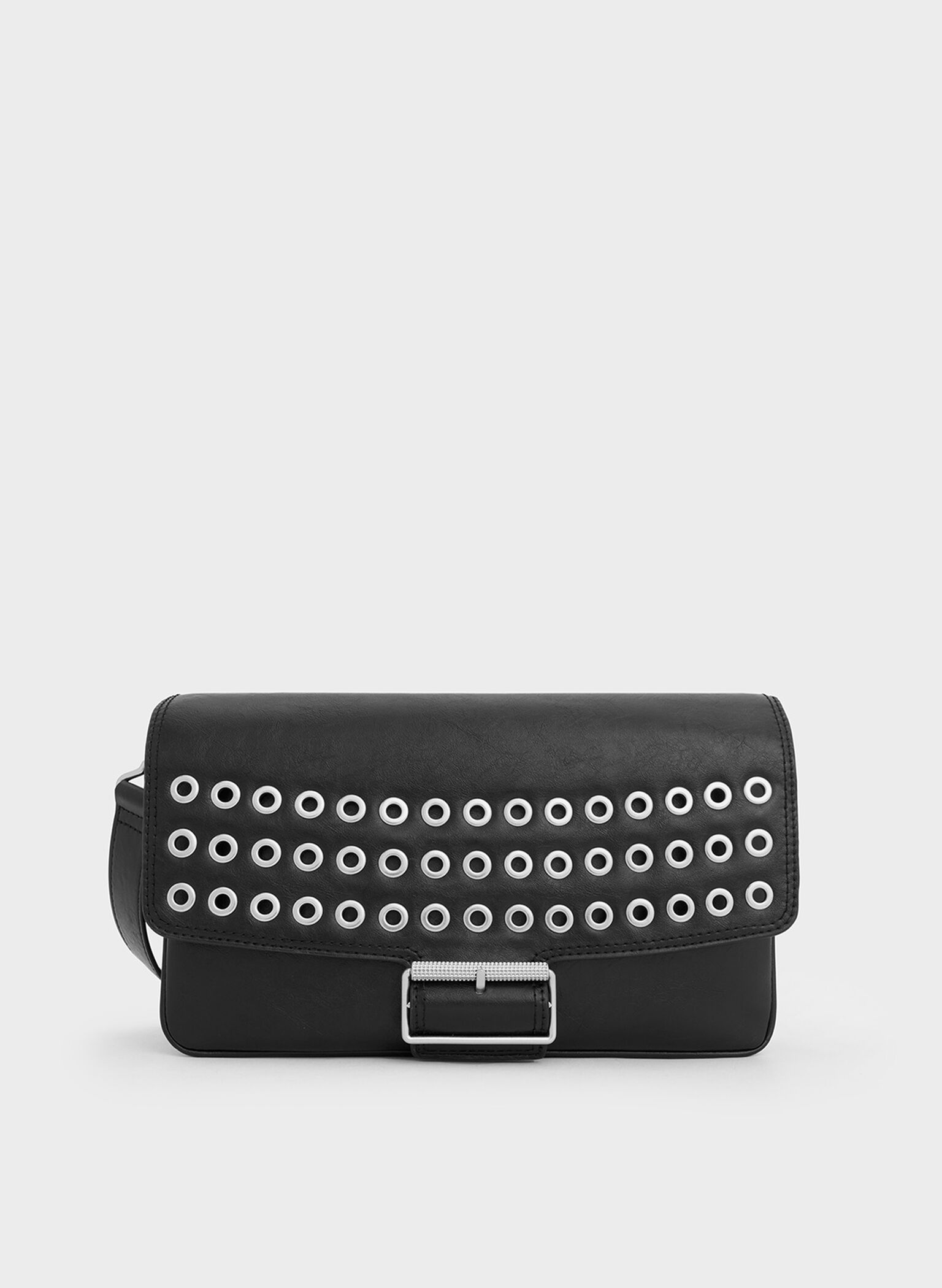 Liv Grommet Chain-Handle Shoulder Bag, Noir, hi-res