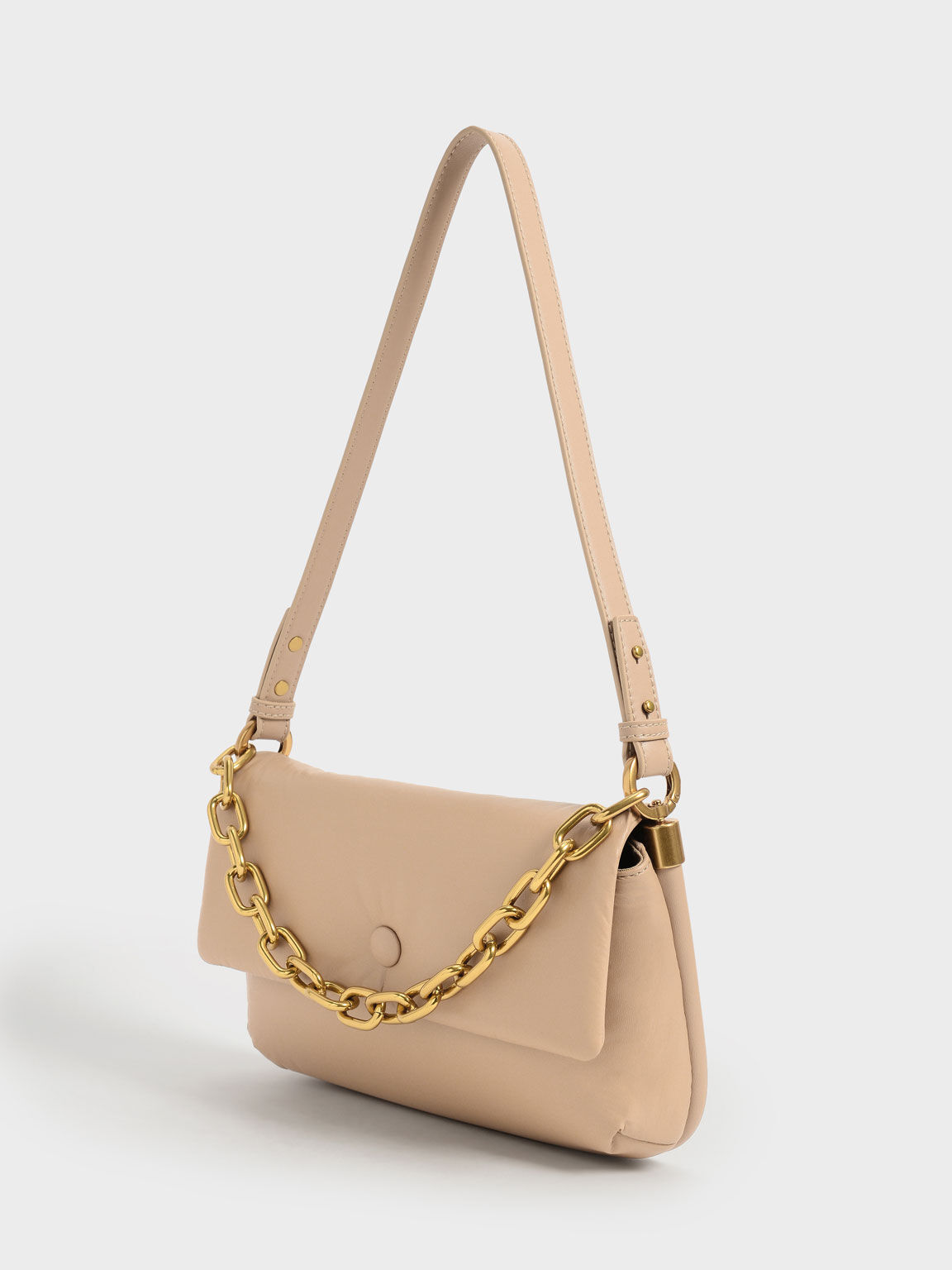 Zadie Padded Shoulder Bag, Beige, hi-res