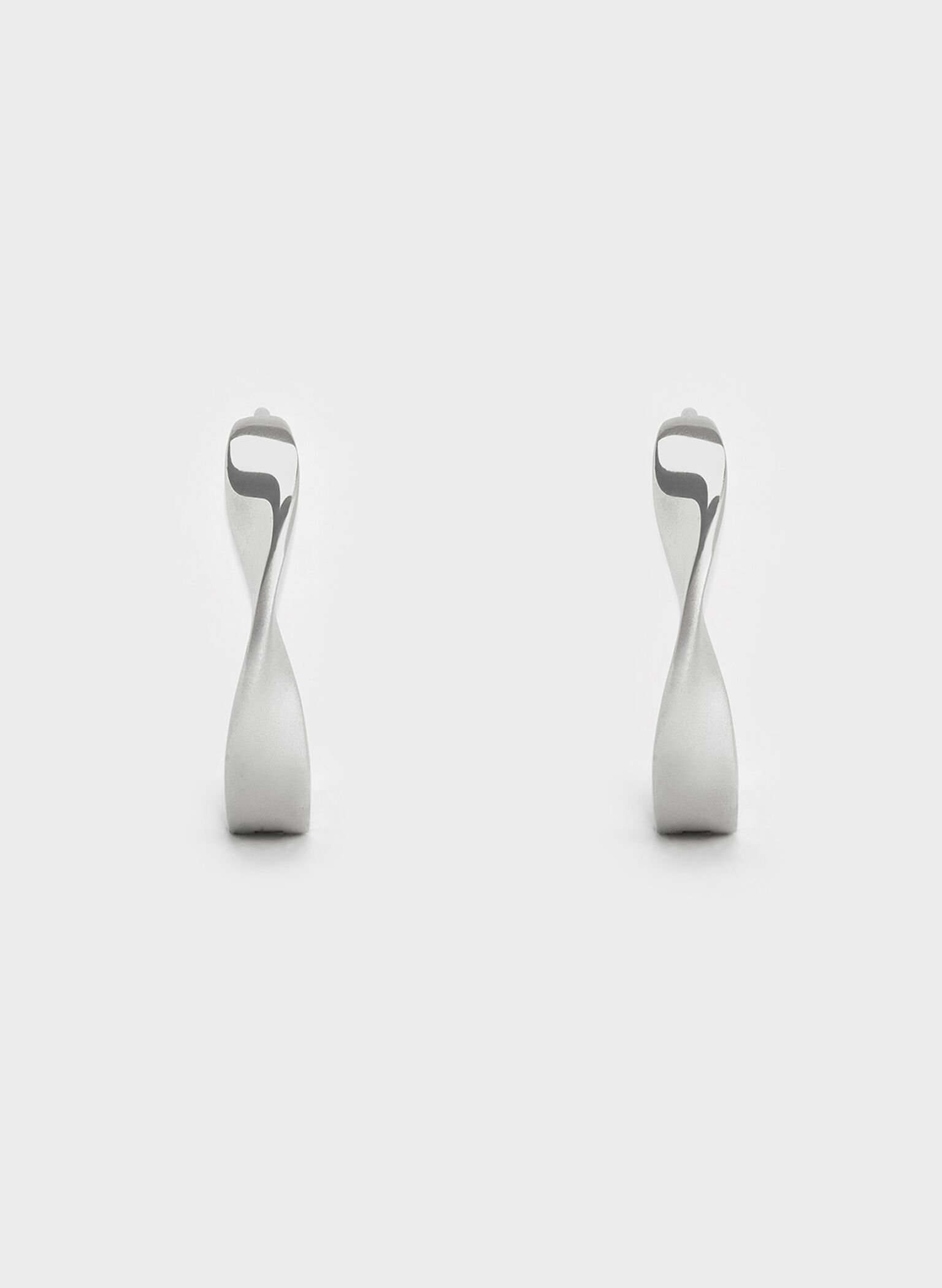 Lena Twist Hoop Earrings, Silver, hi-res