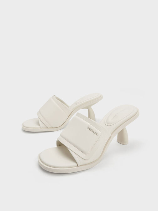 Puffy Sculptural Heel Mules, Chalk, hi-res