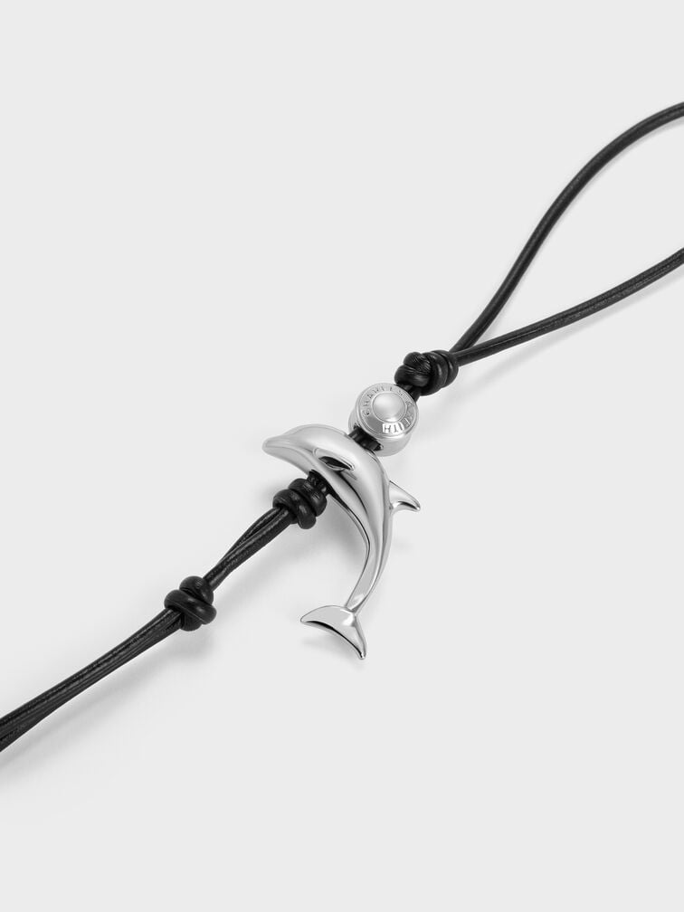 Delfina Dolphin Rope-Knot Charm, Noir, hi-res