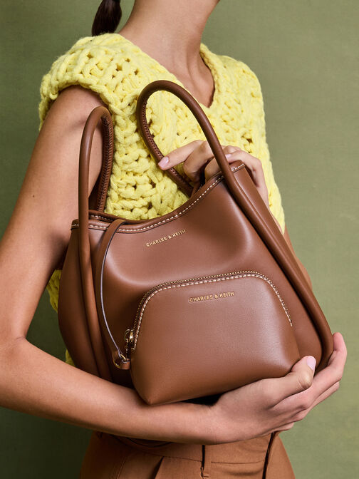 Mini Lyla Tubular Tote Bag, Chocolate, hi-res