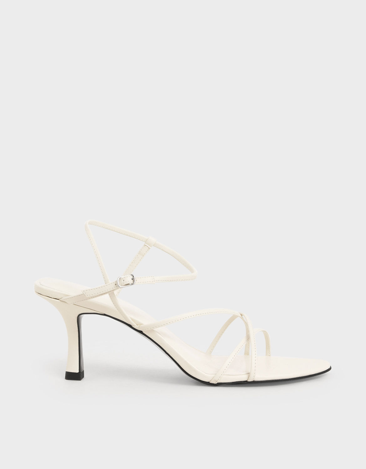 Chalk Strappy Sculptural Heel Sandals 