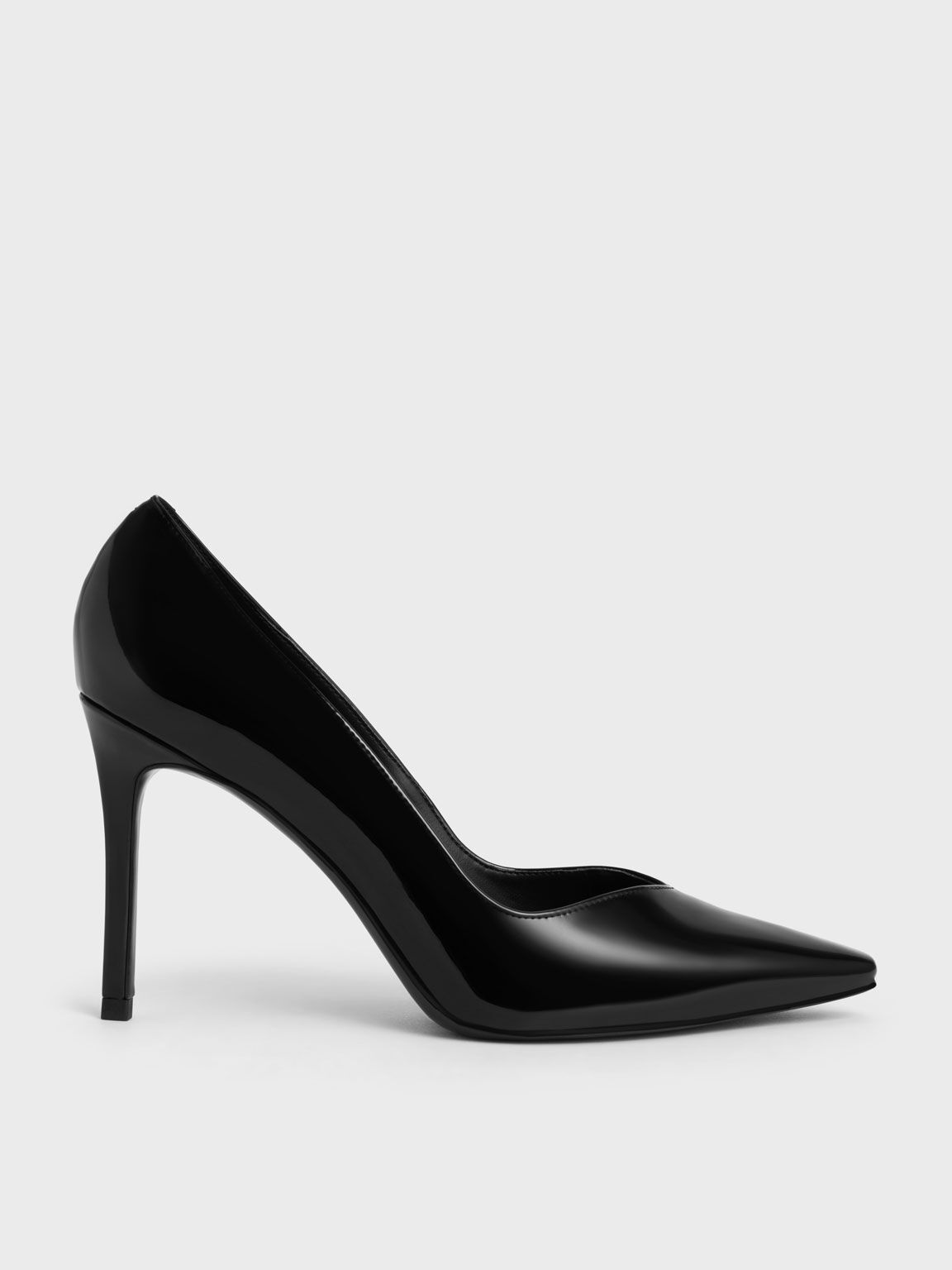 Patent Tapered Square-Toe Pumps, Black, hi-res