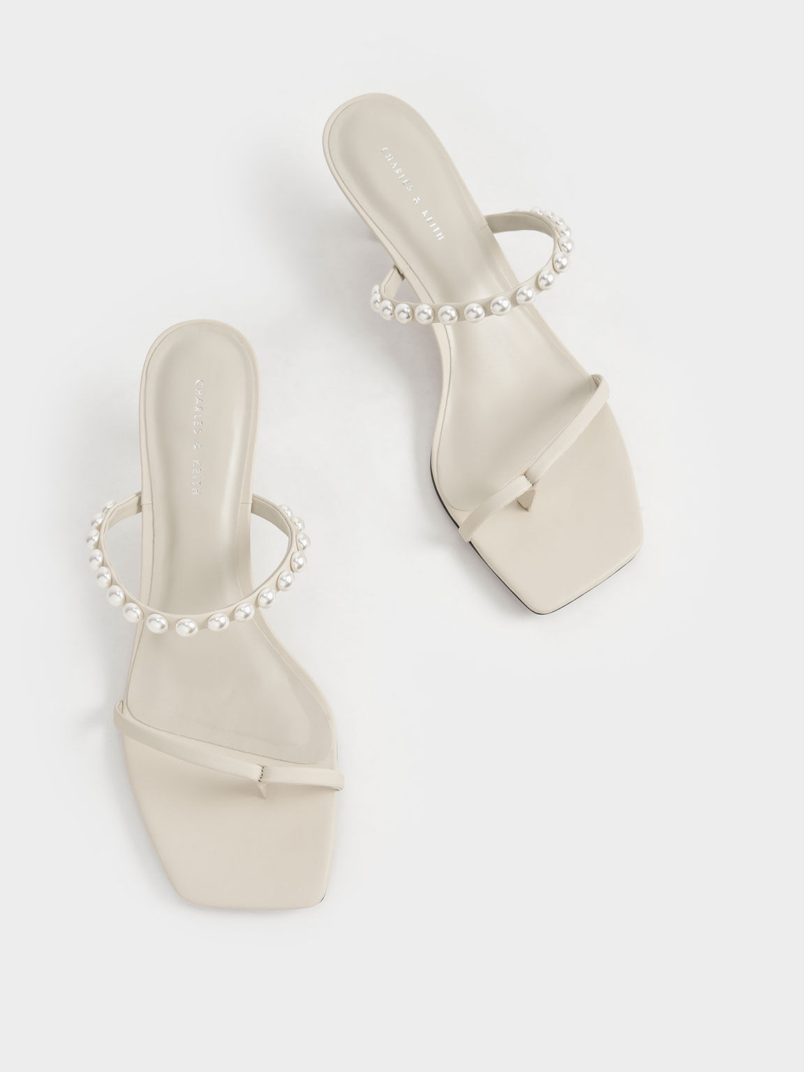 珍珠帶套趾涼鞋, 石灰白, hi-res