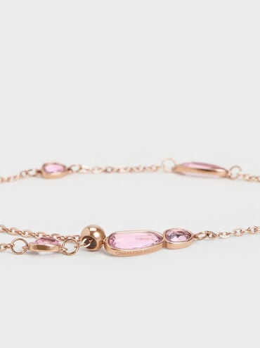 Collar multicristal rosa Evangeline, Oro rosa, hi-res