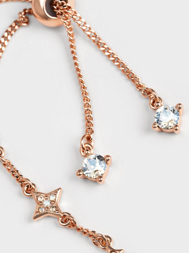 Pulsera adornada con cristales y estmpado de estrella, Oro rosa, hi-res