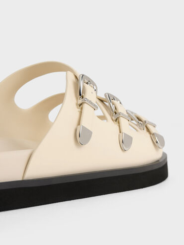 Samala Buckled Triple-Strap Sandals, Chalk, hi-res