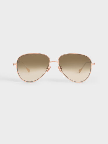 Aviator Sunglasses, Rose Gold, hi-res