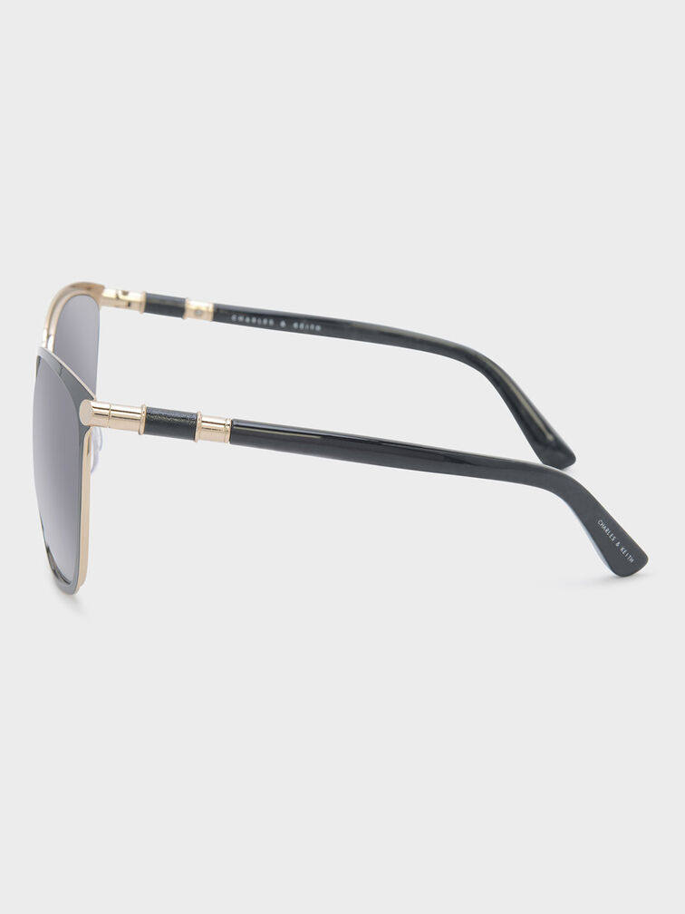 Oversized Square Sunglasses, Black, hi-res