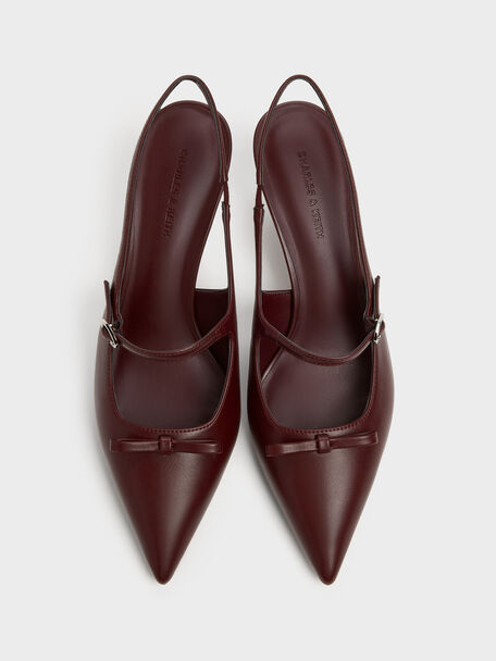 Sonali Bow Slingback Pumps, Burgundy, hi-res