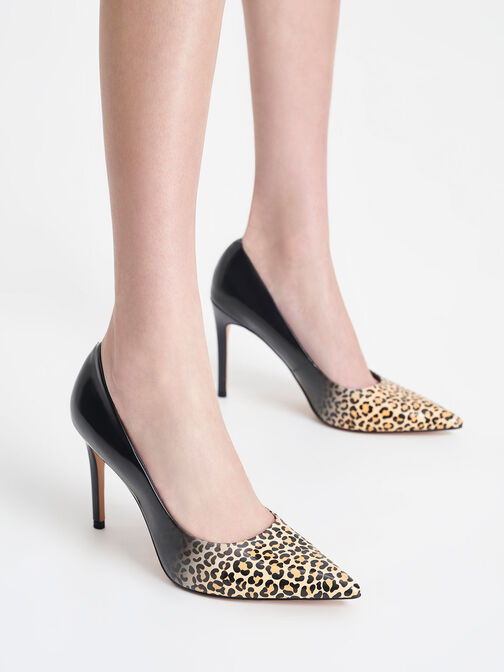 Patent Leopard Print Stiletto Heel Pumps, Multi, hi-res