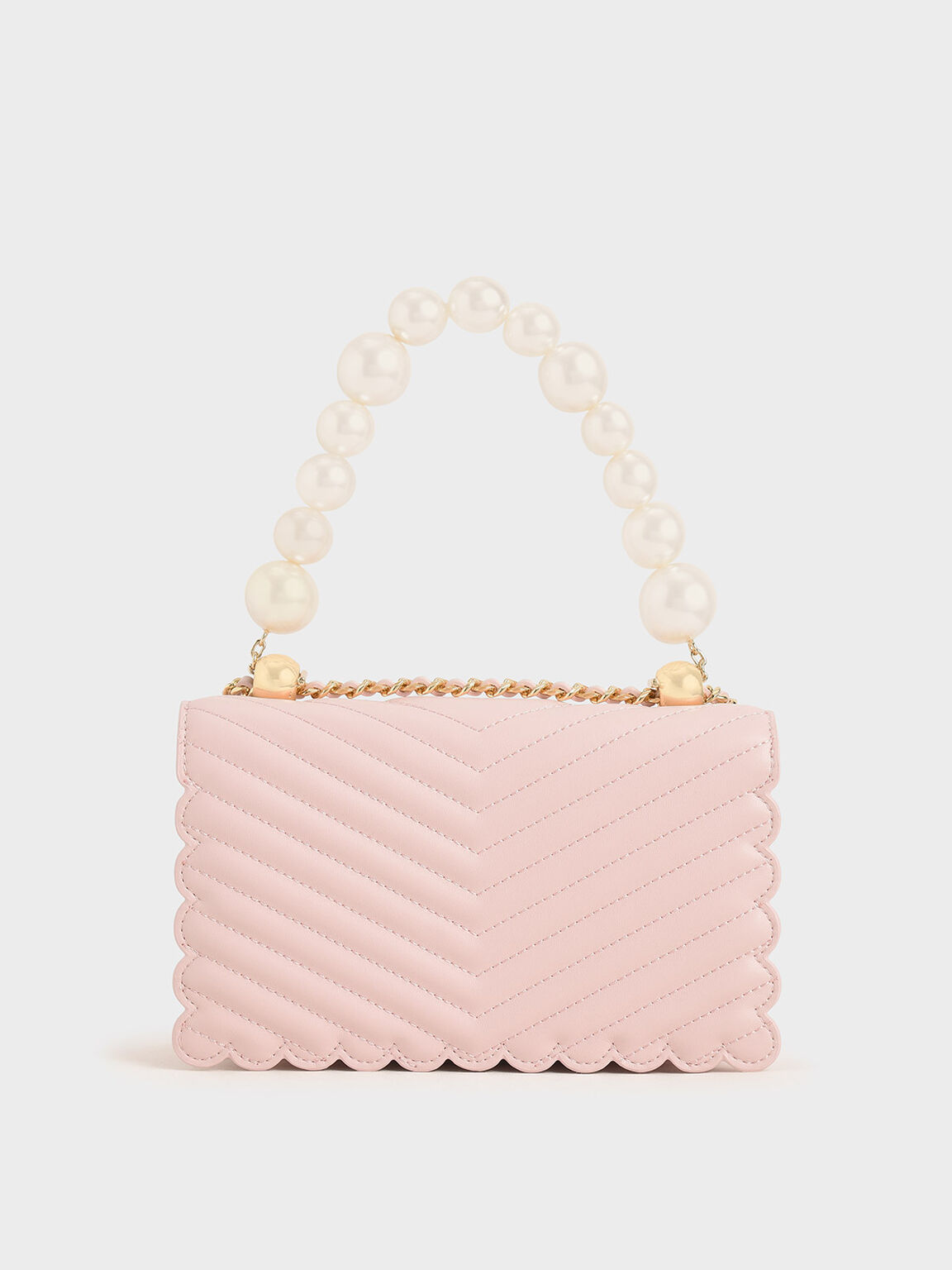 Beaded Handle Crossbody Bag, Pink, hi-res