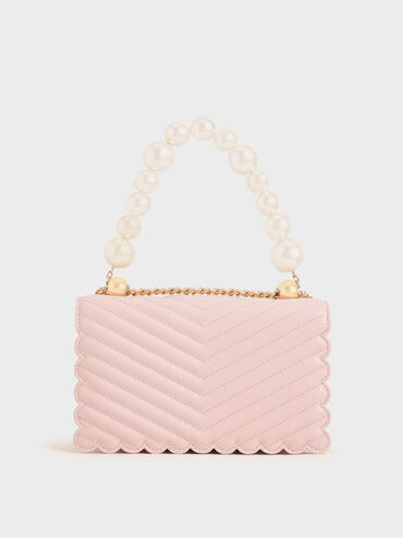 Beaded Handle Crossbody Bag, Pink, hi-res