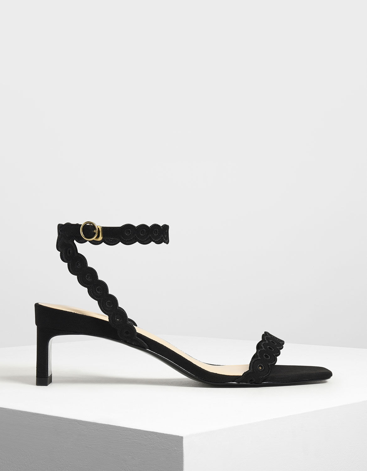 black ankle strap heels