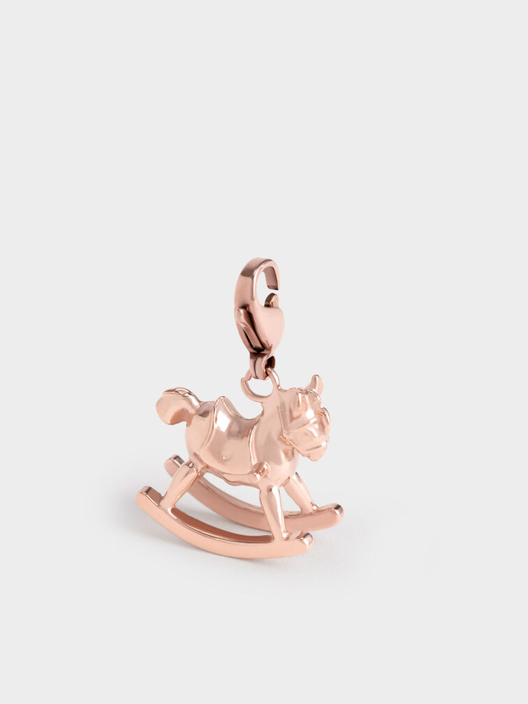 Rocking Horse Charm, Rose Gold, hi-res