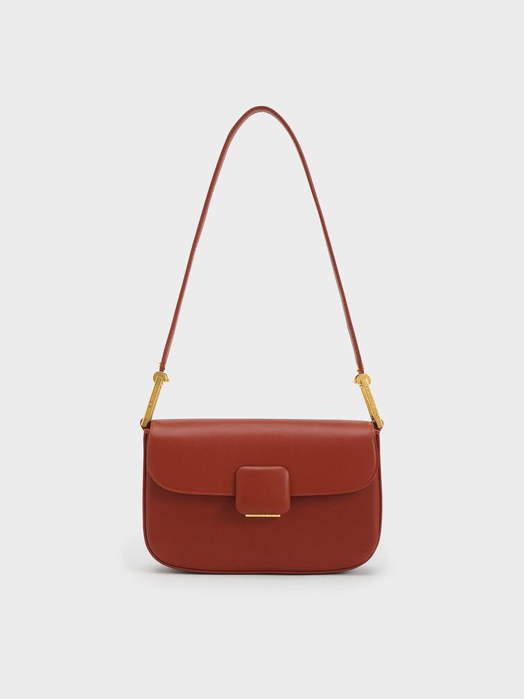 Koa Square Push-Lock Shoulder Bag, Brick, hi-res