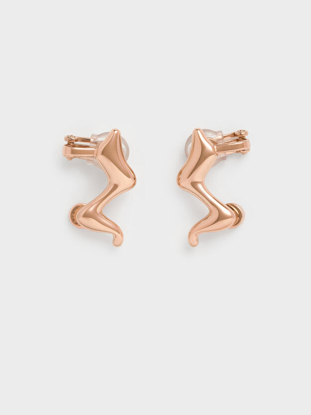Emilia Wavy Stud Earrings, Rose Gold, hi-res
