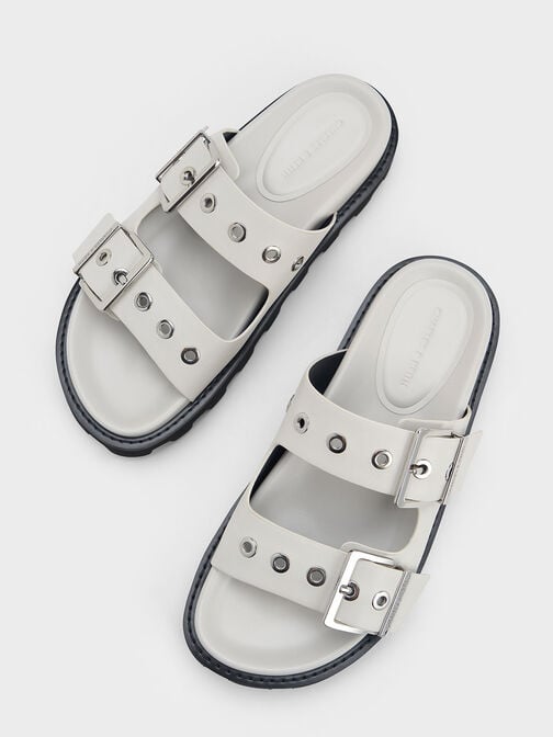 Trill Grommet Double-Strap Sandals, White, hi-res