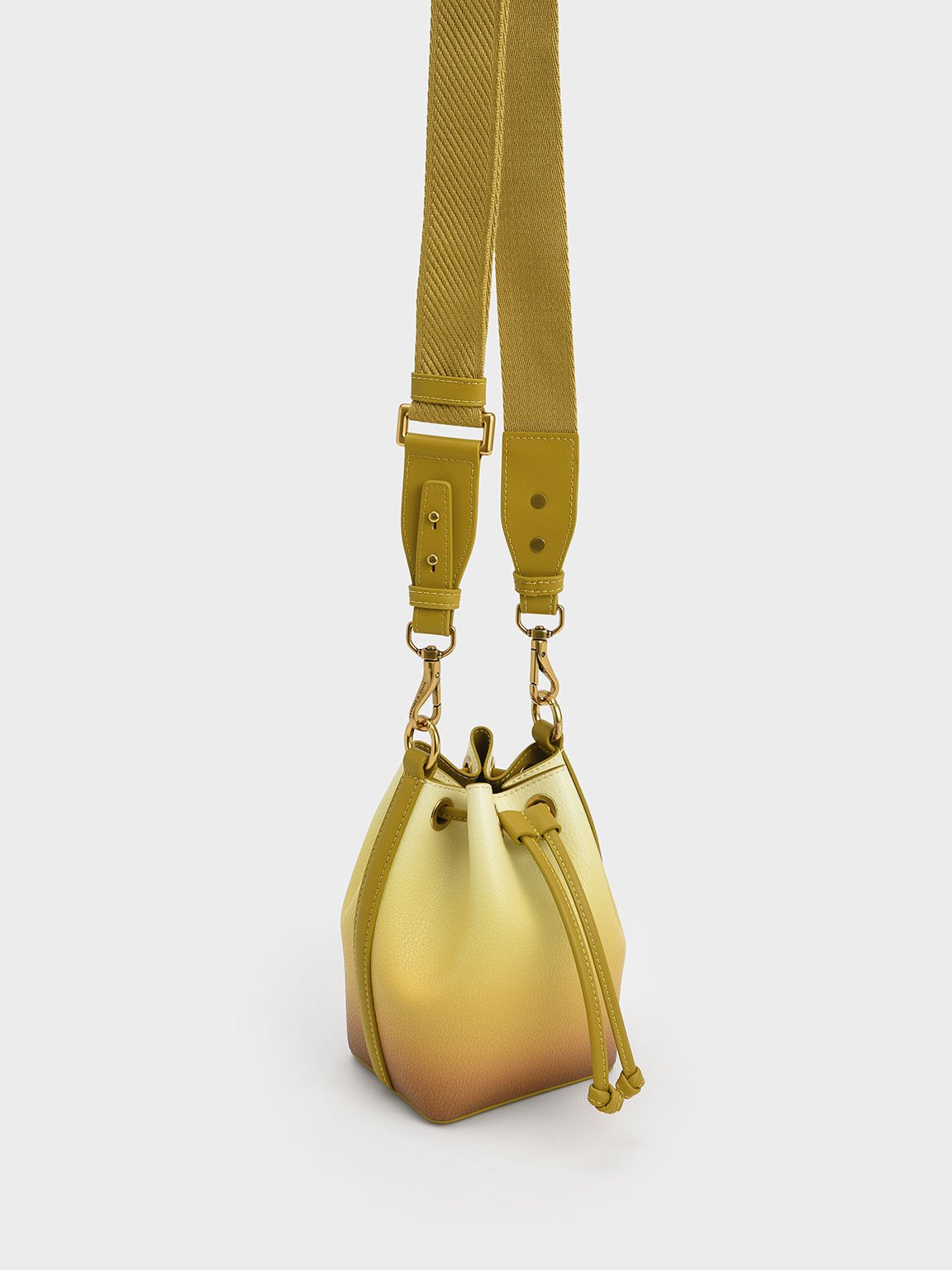 Marlowe Chain-Handle Drawstring Bucket Bag, Mustard, hi-res