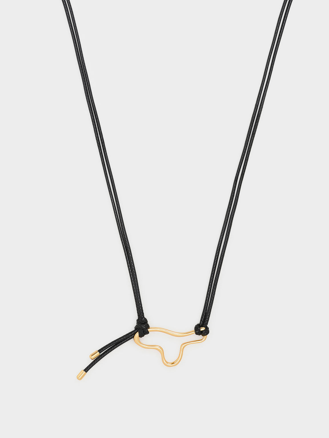 Gold Sculptural Pendant Rope Necklace 