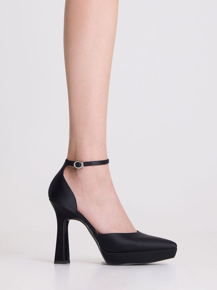 Ankle Strap D'Orsay Pumps, Black, hi-res