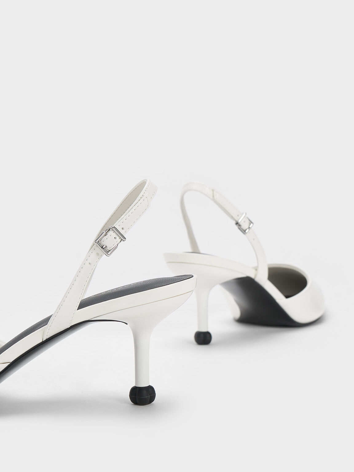 Sculptural Heel Slingback Pumps, White, hi-res