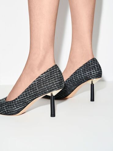 Tweed Pointed-Toe Cylindrical Heel Pumps, Multi, hi-res