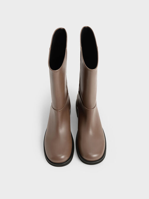 Slip-On Flat Ankle Boots, Taupe, hi-res
